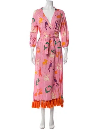 Pre-owned Rhode Printed Long Dress In Pink