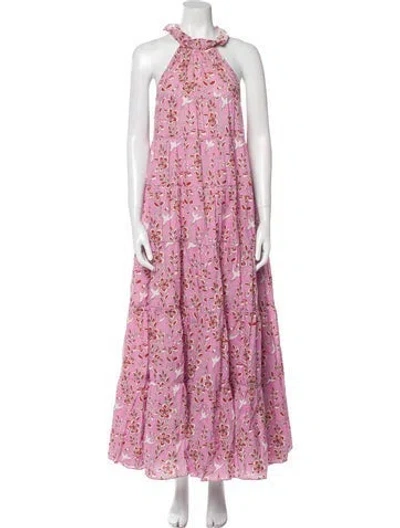 Pre-owned Rhode Printed Long Dress In Purple