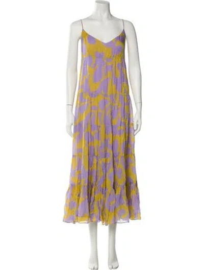 Pre-owned Rhode Printed Long Dress In Purple