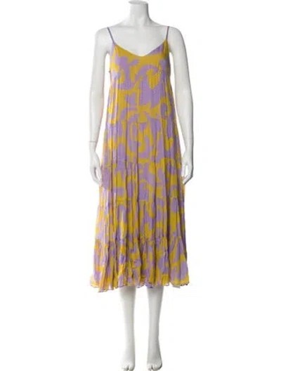 Pre-owned Rhode Printed Long Dress In Purple