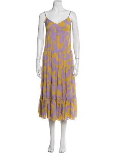 Pre-owned Rhode Printed Long Dress In Purple