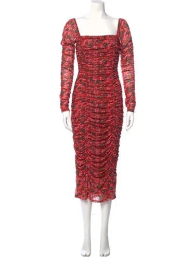 Pre-owned Rhode Printed Long Dress In Red