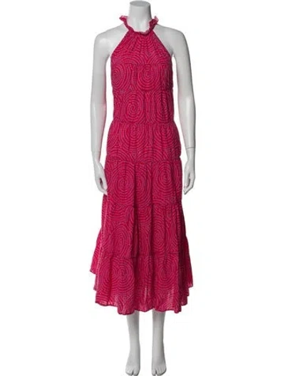 Pre-owned Rhode Printed Long Dress In Red