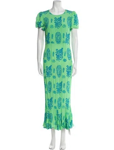 Pre-owned Rhode Printed Long Dress W/ Tags In Green