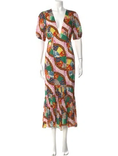 Pre-owned Rhode Printed Long Dress W/ Tags In Pink