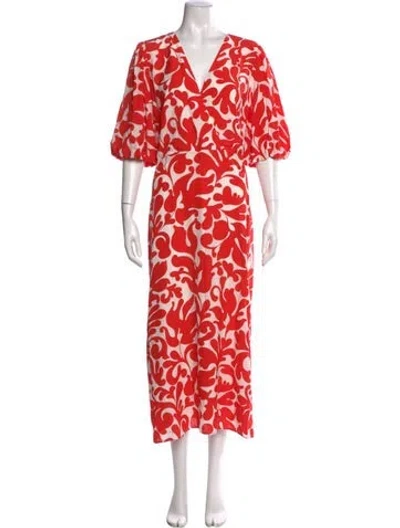 Pre-owned Rhode Printed Long Dress W/ Tags In Red