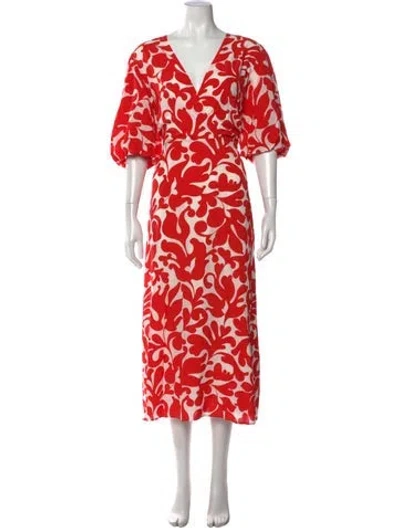Pre-owned Rhode Printed Long Dress W/ Tags In Red