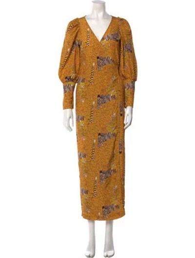 Pre-owned Rhode Printed Long Dress W/ Tags In Yellow