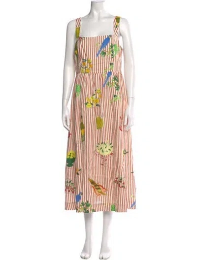 Pre-owned Rhode Printed Long Dress In White