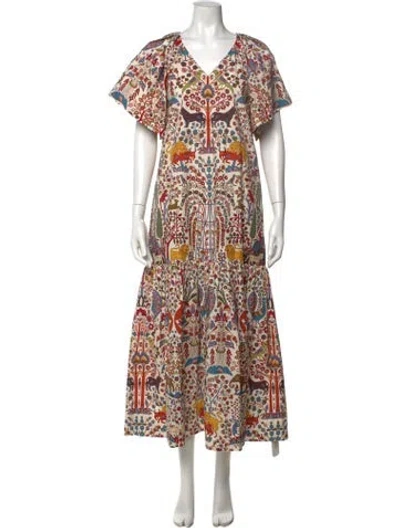Pre-owned Rhode Printed Long Dress In White
