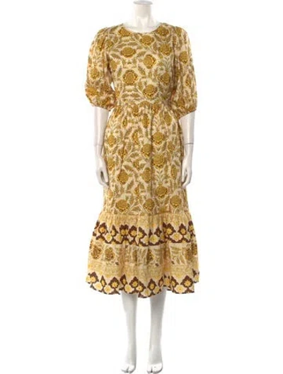 Pre-owned Rhode Printed Long Dress In Yellow