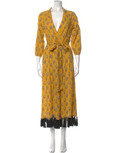 Pre-owned Rhode Printed Long Dress In Yellow