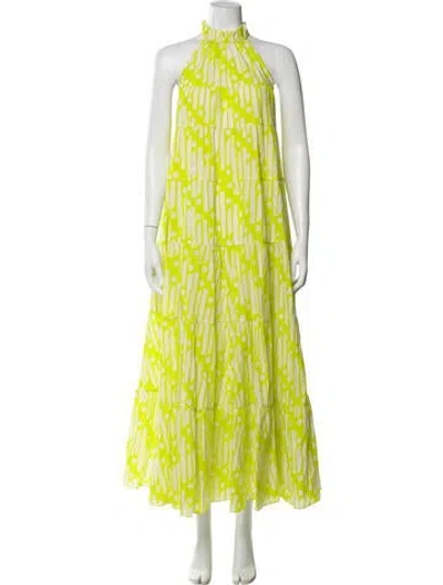 Pre-owned Rhode Printed Long Dress In Yellow