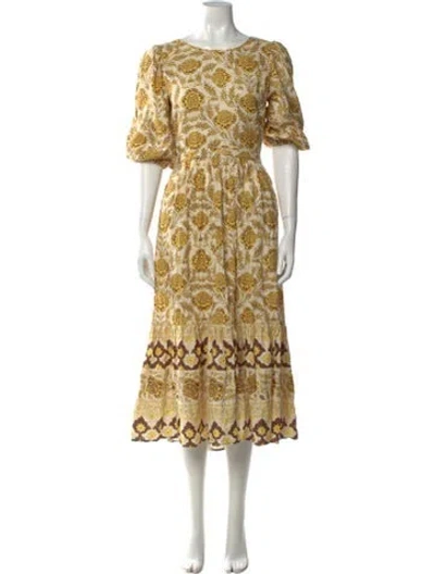 Pre-owned Rhode Printed Long Dress In Yellow