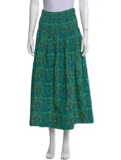 Pre-owned Rhode Printed Long Skirt In Green