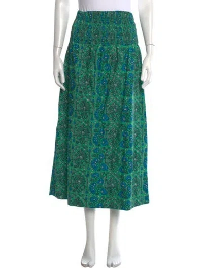 Pre-owned Rhode Printed Long Skirt In Green