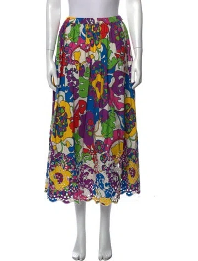 Pre-owned Rhode Printed Long Skirt In Green/purple/white