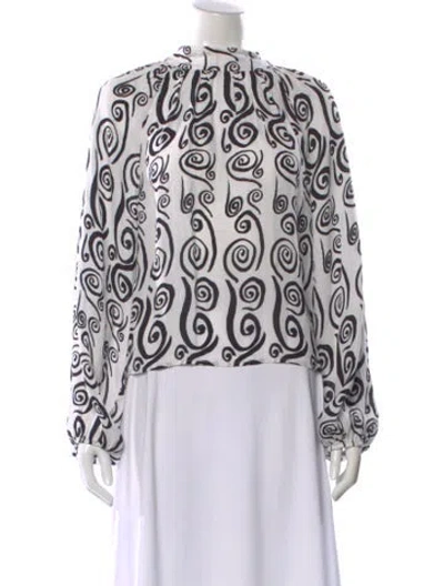 Pre-owned Rhode Printed Long Sleeve Blouse In Black
