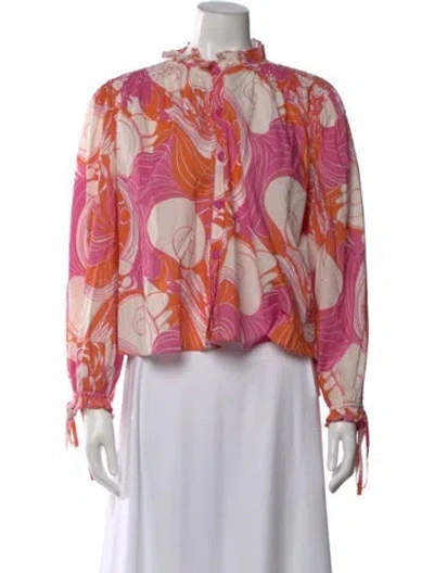 Pre-owned Rhode Printed Long Sleeve Blouse In Pink