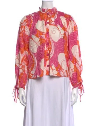 Pre-owned Rhode Printed Long Sleeve Blouse In Pink