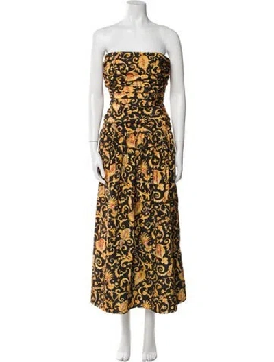 Pre-owned Rhode Printed Midi Length Dress In Black