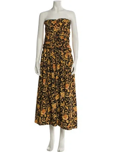 Pre-owned Rhode Printed Midi Length Dress In Black