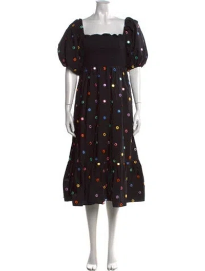 Pre-owned Rhode Printed Midi Length Dress In Black