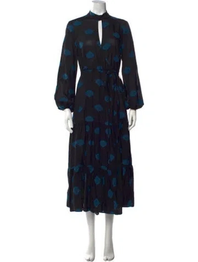 Pre-owned Rhode Printed Midi Length Dress In Black