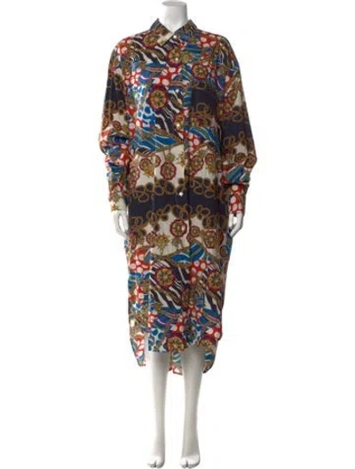 Pre-owned Rhode Printed Midi Length Dress In Black/blue