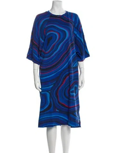 Pre-owned Rhode Printed Midi Length Dress In Blue