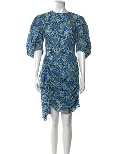 Pre-owned Rhode Printed Midi Length Dress In Blue