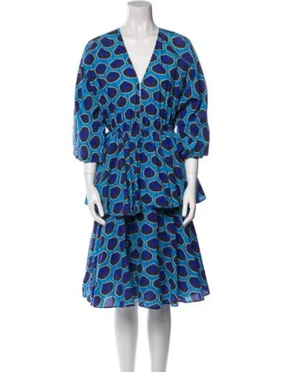 Pre-owned Rhode Printed Midi Length Dress In Blue