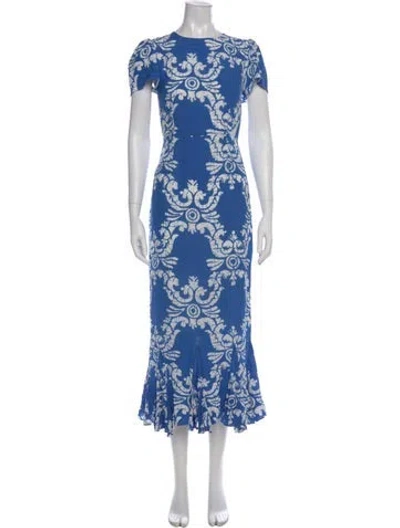 Pre-owned Rhode Printed Midi Length Dress In Blue