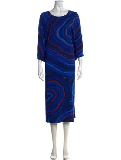 Pre-owned Rhode Printed Midi Length Dress In Blue