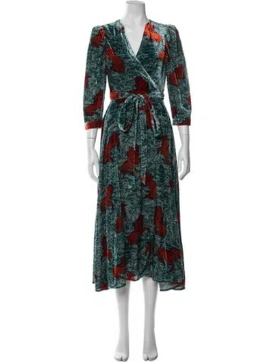 Pre-owned Rhode Printed Midi Length Dress In Blue