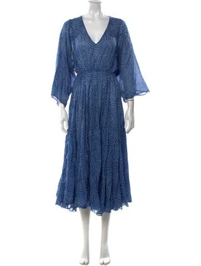 Pre-owned Rhode Printed Midi Length Dress In Blue