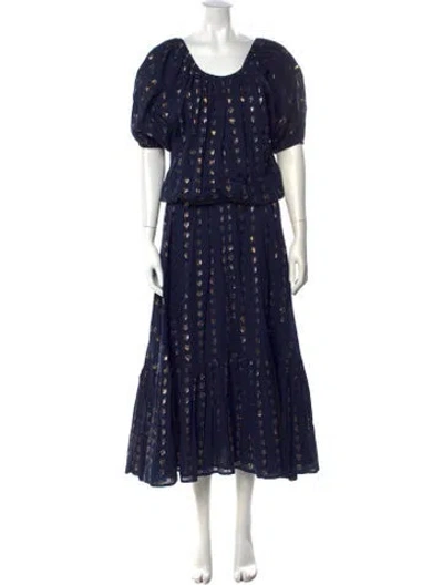 Pre-owned Rhode Printed Midi Length Dress In Blue/metallic