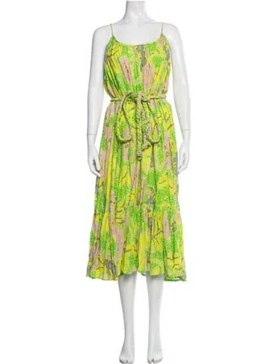 Pre-owned Rhode Printed Midi Length Dress In Green