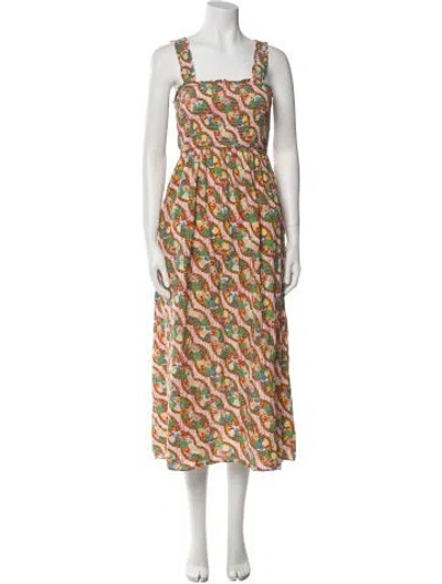Pre-owned Rhode Printed Midi Length Dress In Multi