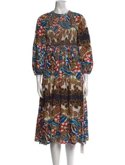 Pre-owned Rhode Printed Midi Length Dress In Multi