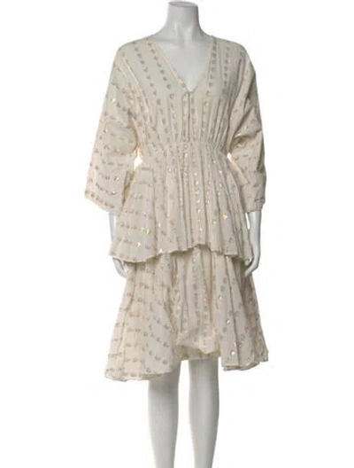 Pre-owned Rhode Printed Midi Length Dress In Neutral