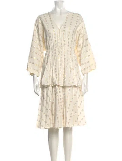 Pre-owned Rhode Printed Midi Length Dress In Neutral