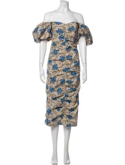 Pre-owned Rhode Printed Midi Length Dress In Neutral