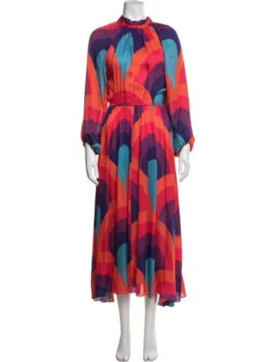 Pre-owned Rhode Printed Midi Length Dress In Orange