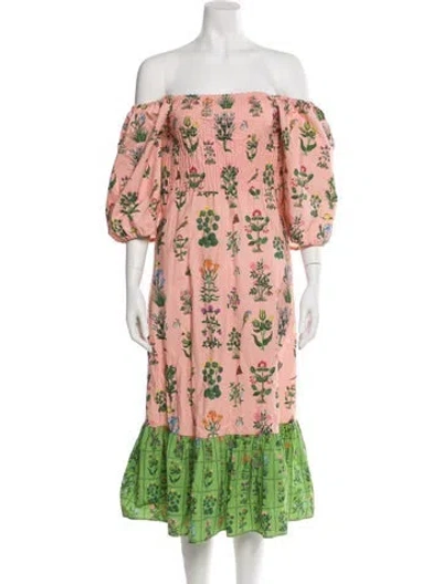 Pre-owned Rhode Printed Midi Length Dress In Pink