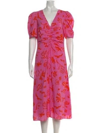 Pre-owned Rhode Printed Midi Length Dress In Pink
