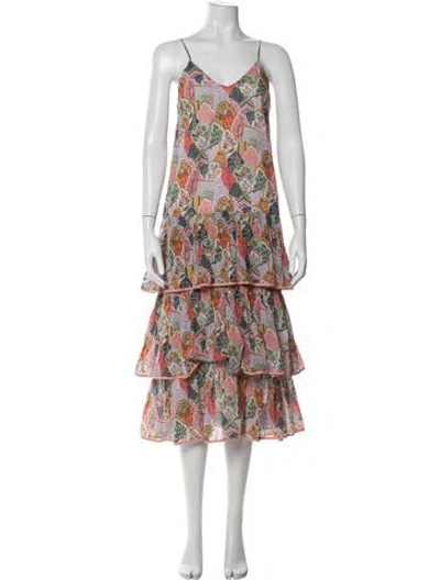 Pre-owned Rhode Printed Midi Length Dress In Pink