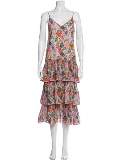 Pre-owned Rhode Printed Midi Length Dress In Pink