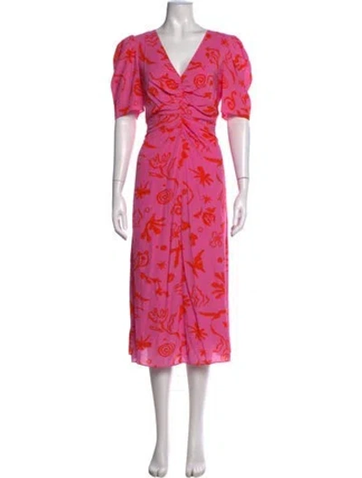 Pre-owned Rhode Printed Midi Length Dress In Pink