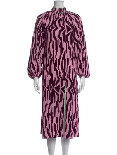 Pre-owned Rhode Printed Midi Length Dress In Pink